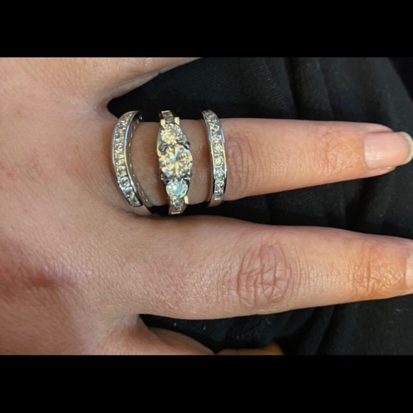 3 Piece Sterling Silver Wedding Set - Picture 2 of 3